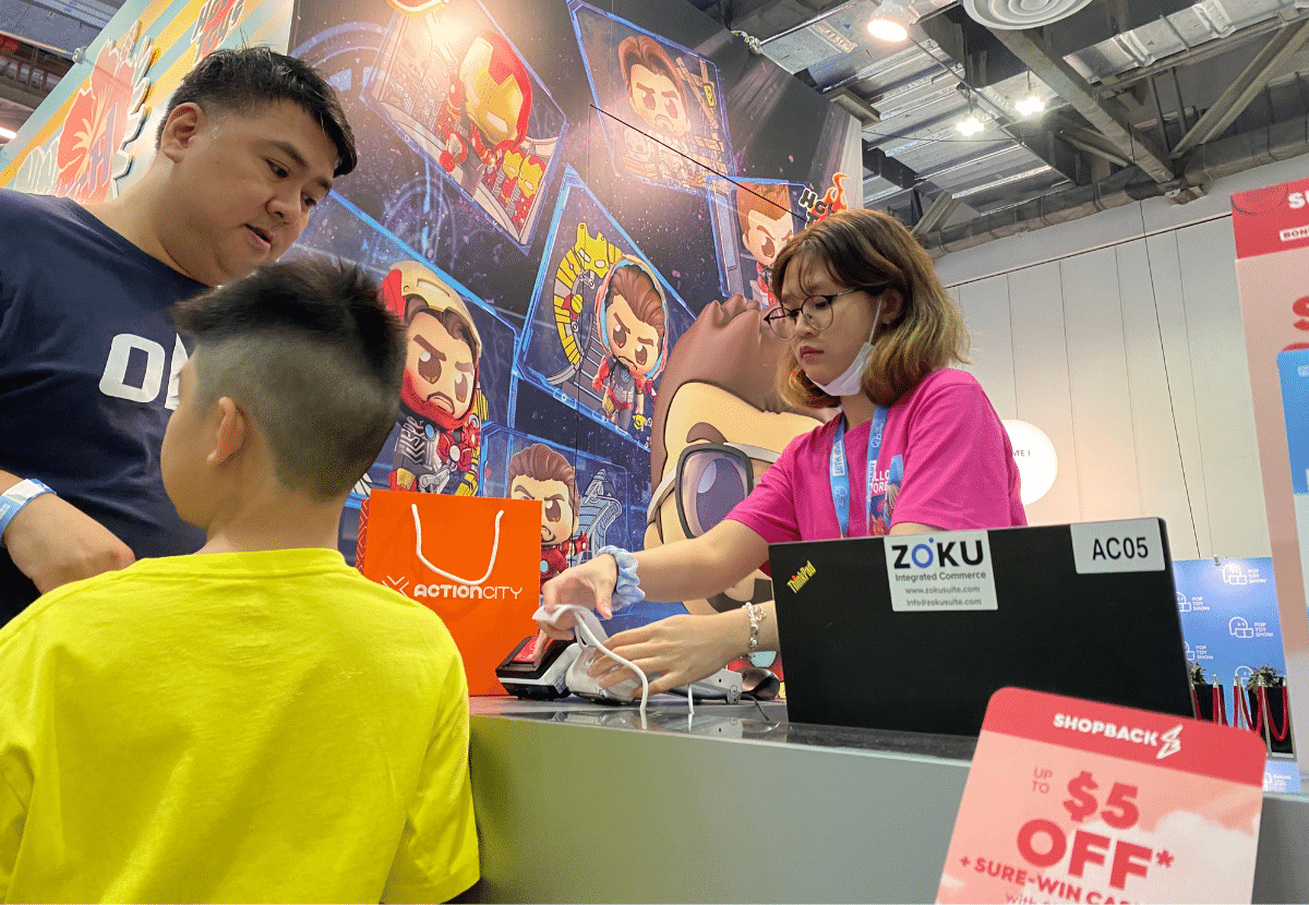 Zoku EventPOS being used at the counter of Pop Mart Pop Toy Show 2023 in Singapore