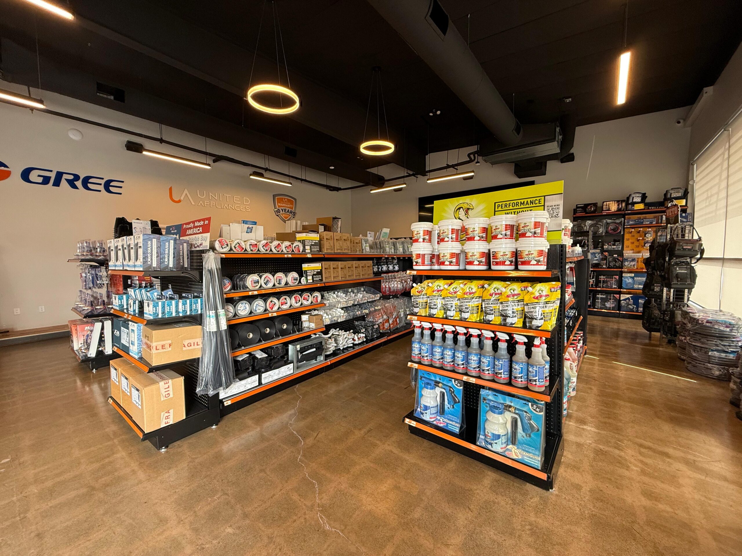 Retail store interior with products displayed