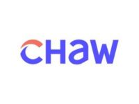 Logo with stylized text 'chaw'